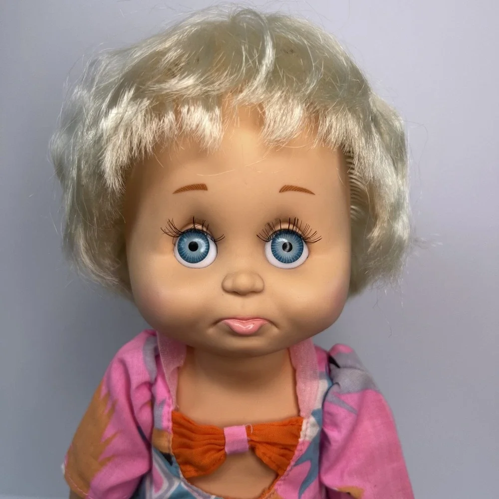 Vintage 1990 Galoob Baby Face So Sorry Sarah #6 Blue Eyes Heidi Dress